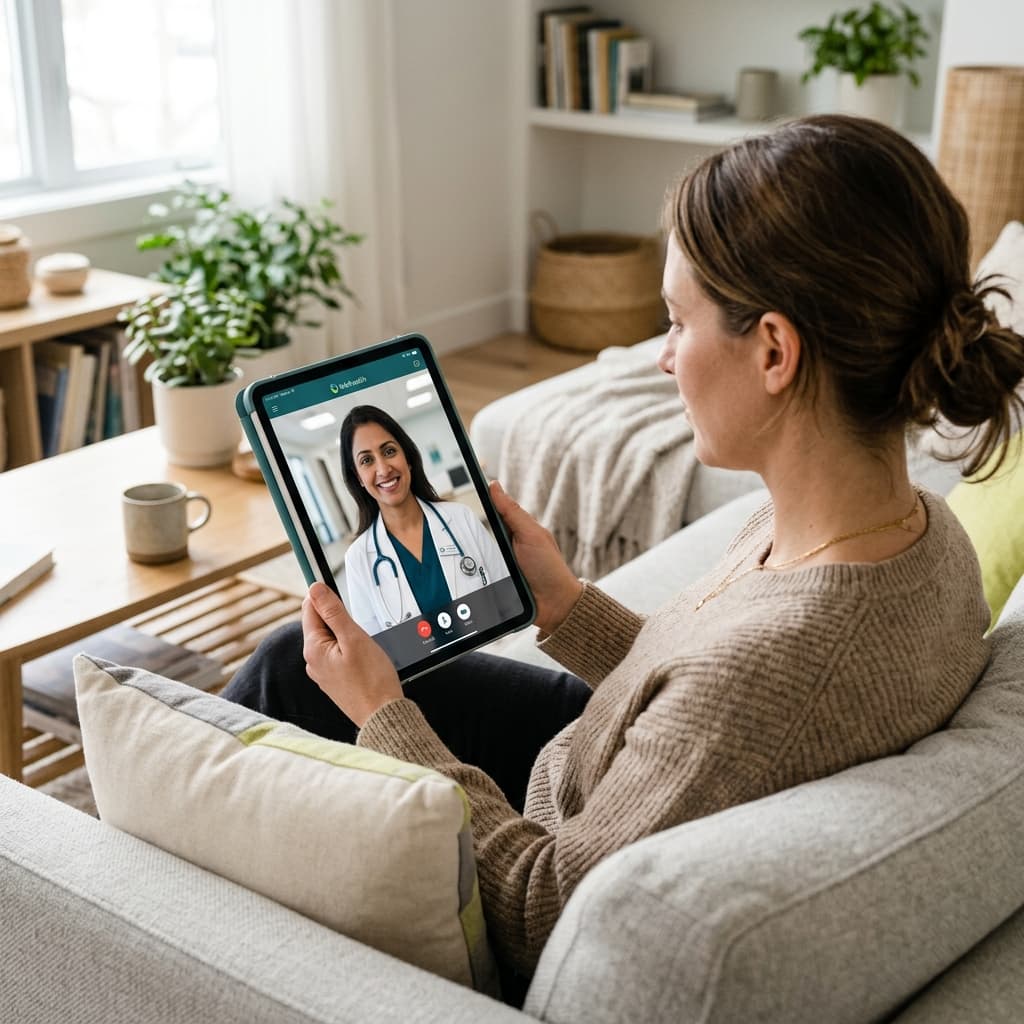 Virtual healthcare consultation on tablet